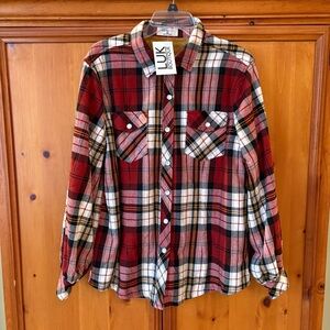 Zenana Red Plaid Fur Lined Shacket. NWT